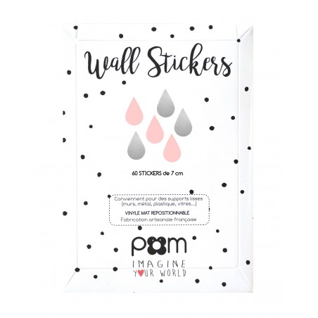 Stickers gouttes argent et rose poudré