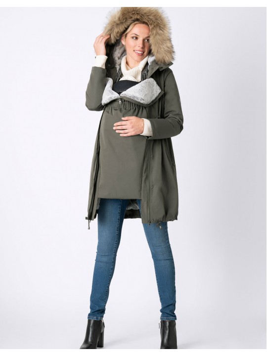 Parka grossesse kaki évolutif couvre bébé