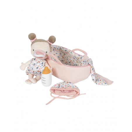 Set couffin poupon et accessoires tissus Rosa