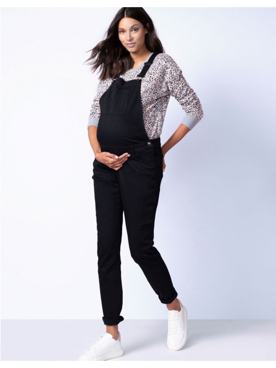 Salopette en jean de grossesse noire | Travis