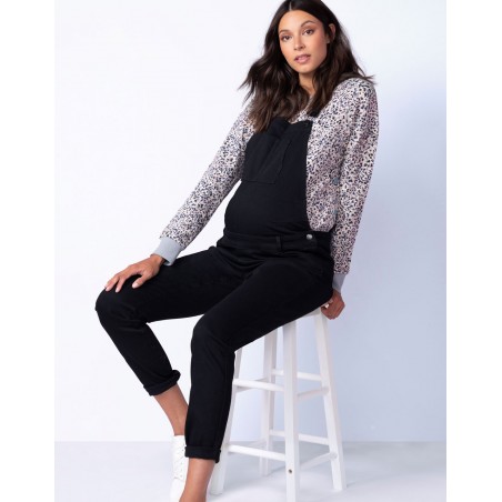 Salopette en jean de grossesse noire | Travis