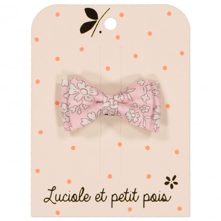 Barrette noeud double Liberty Capel rose
