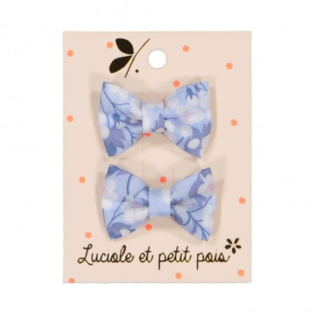 Duo mini barrettes papillon Liberty mitsi jacinthe
