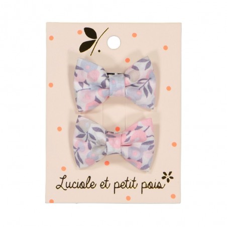 Duo mini barrettes papillon Liberty mitsi jacinthe rose