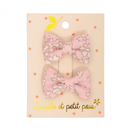 Duo mini barrettes bébé papillon Liberty Capel rose