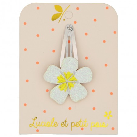 Barrette glitter fleur frangipanier