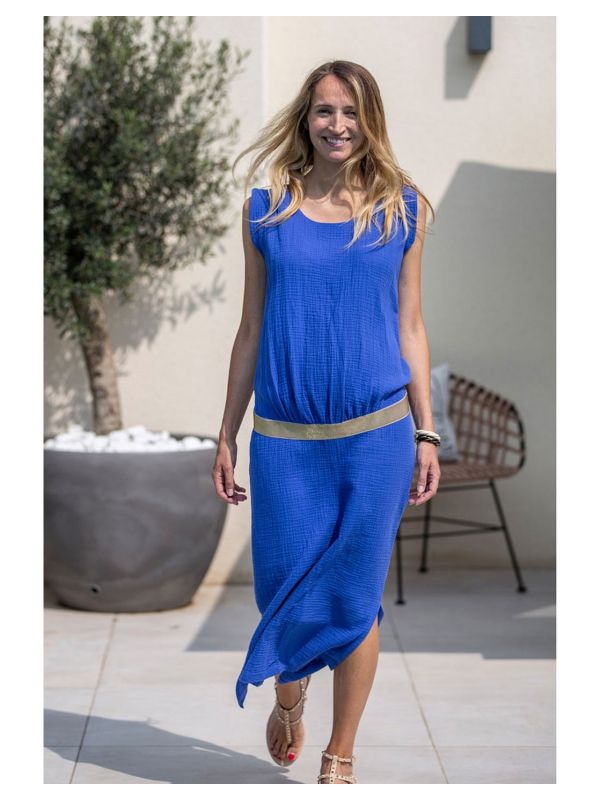 Robe longue de grossesse bleu Gitane Balloon Inelle