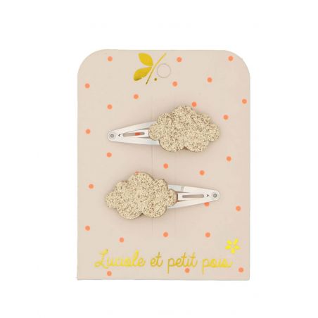 Duo barrettes nuages | Or