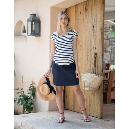 Robe grossesse bi-matière Marine | Cancale