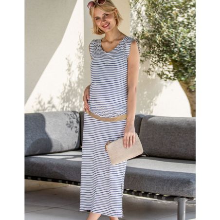 Robe longue grossesse Marine | Erquy