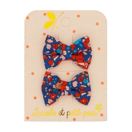 Duo mini barrettes noeud papillon | Liberty Betsy Ann écarlate