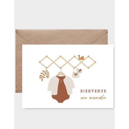 Carte Bienvenue au monde | Brun