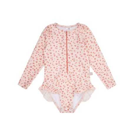 Maillot de bain manches longues | Léopard rose
