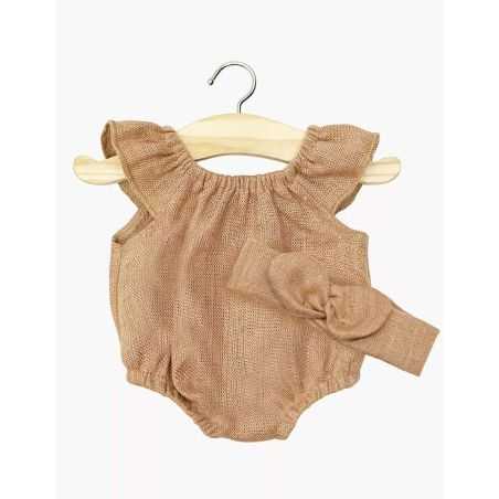 Barboteuse et bandeau Clara | Lin noisette