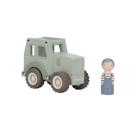 Tracteur en bois et figurine
