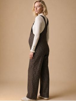 Salopette grossesse allaitement Mae | Vichy beige