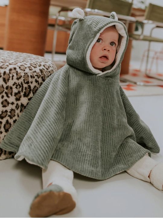 Poncho bébé Velours | Kaki