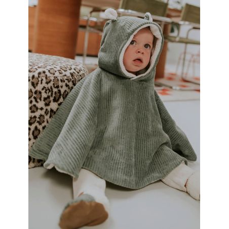 Poncho bébé Velours | Kaki