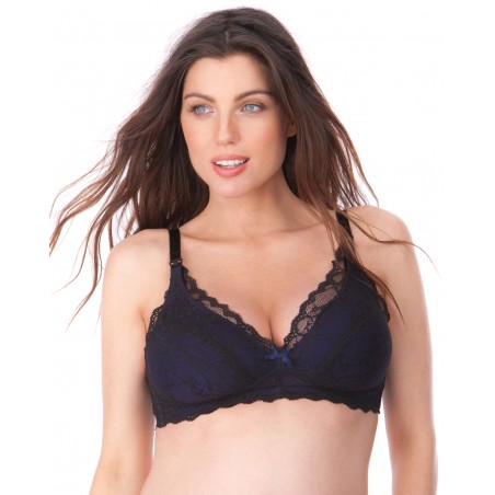 Soutien gorge allaitement dentelle bleu et noir - Raleigh