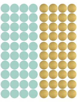 Stickers pois menthe et doré