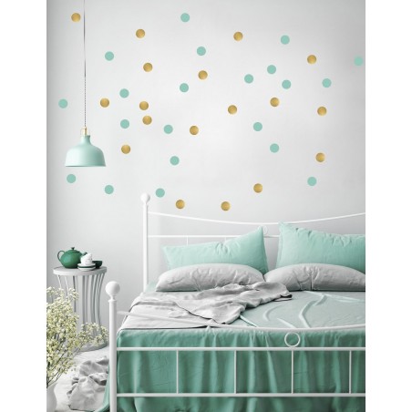Stickers pois menthe et doré