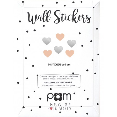 Stickers coeurs argent et rose poudré