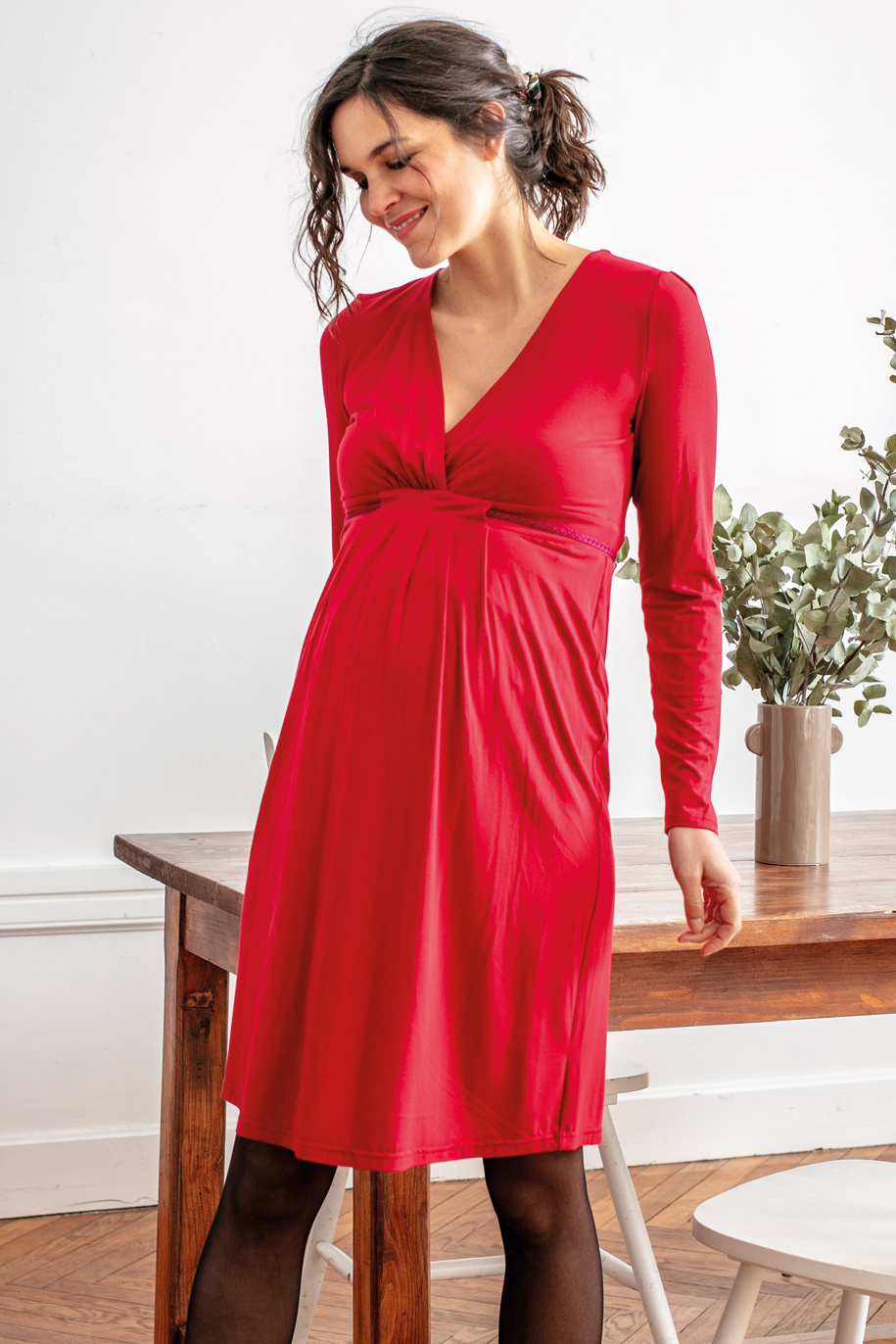 Robe maternité rouge on sale